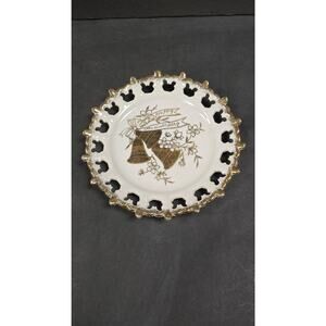 Norcrest Fine China Happy Anniversary Plate Gold Lace Edge Bells 8 Inch Wall